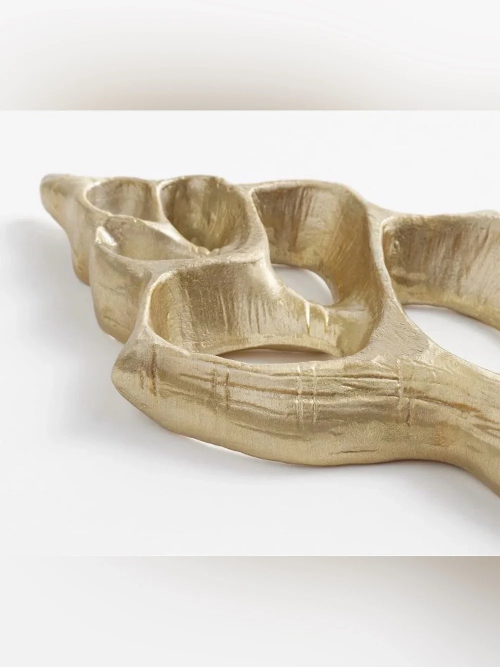 Pottery Barn Sculptural Shell Decorative Object | Coastal Decor | Silver Brass